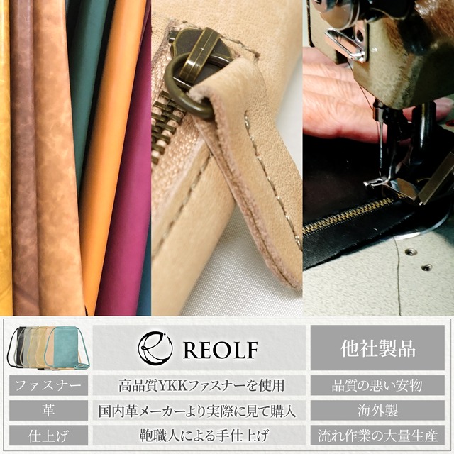 【色: ピンク】REOLF スマホポーチ 本革 日本製 ショルダーバッグ メンズ