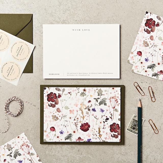 【グリーティングカード6枚セット】6pk Notecards In Pressed Floral Print