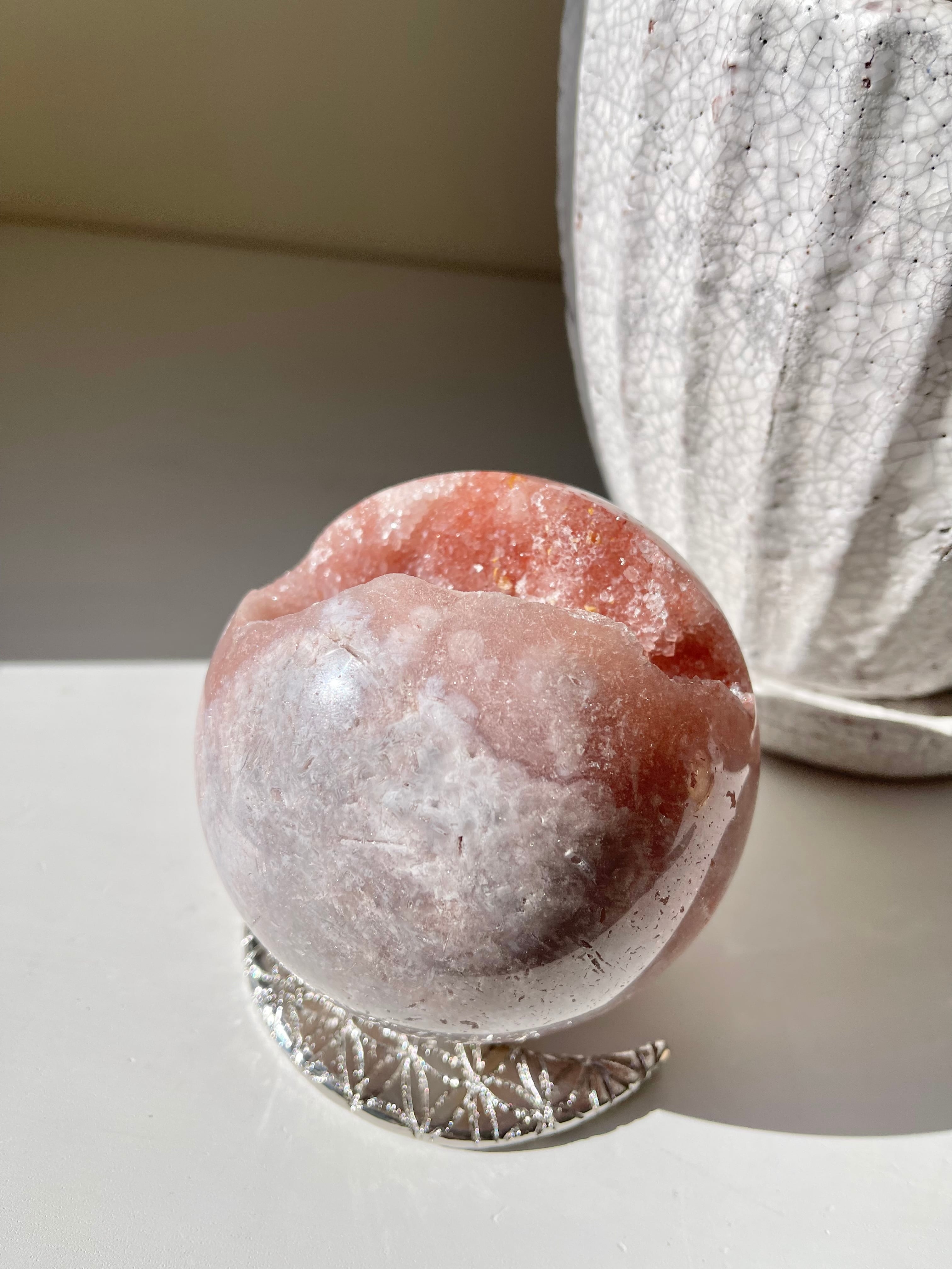 ピンクアメジスト笑口スフィア10.5cm/ pink amethyst smiling sphere10.5cm