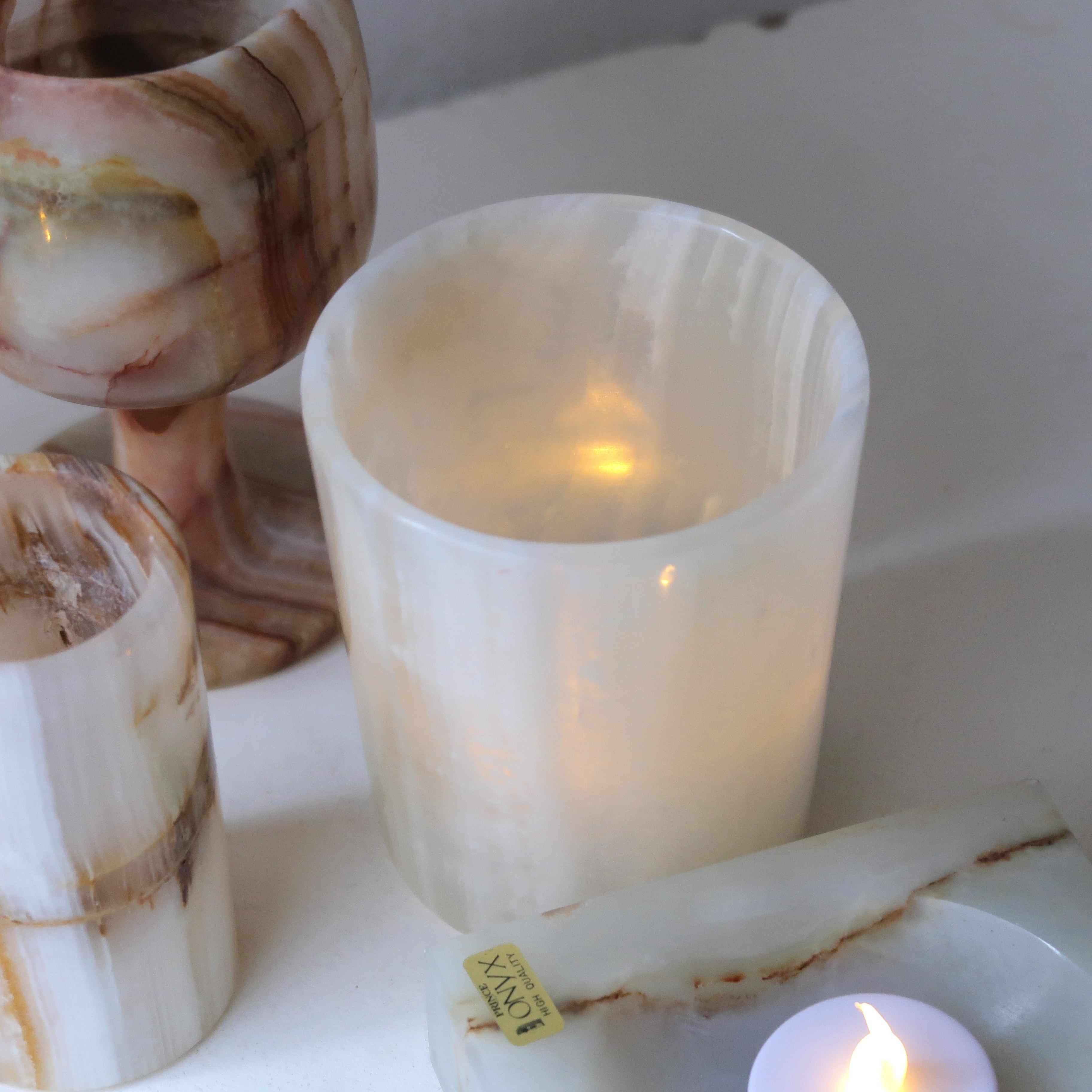 白いオニキスのキャンドルホルダー | SUISUI