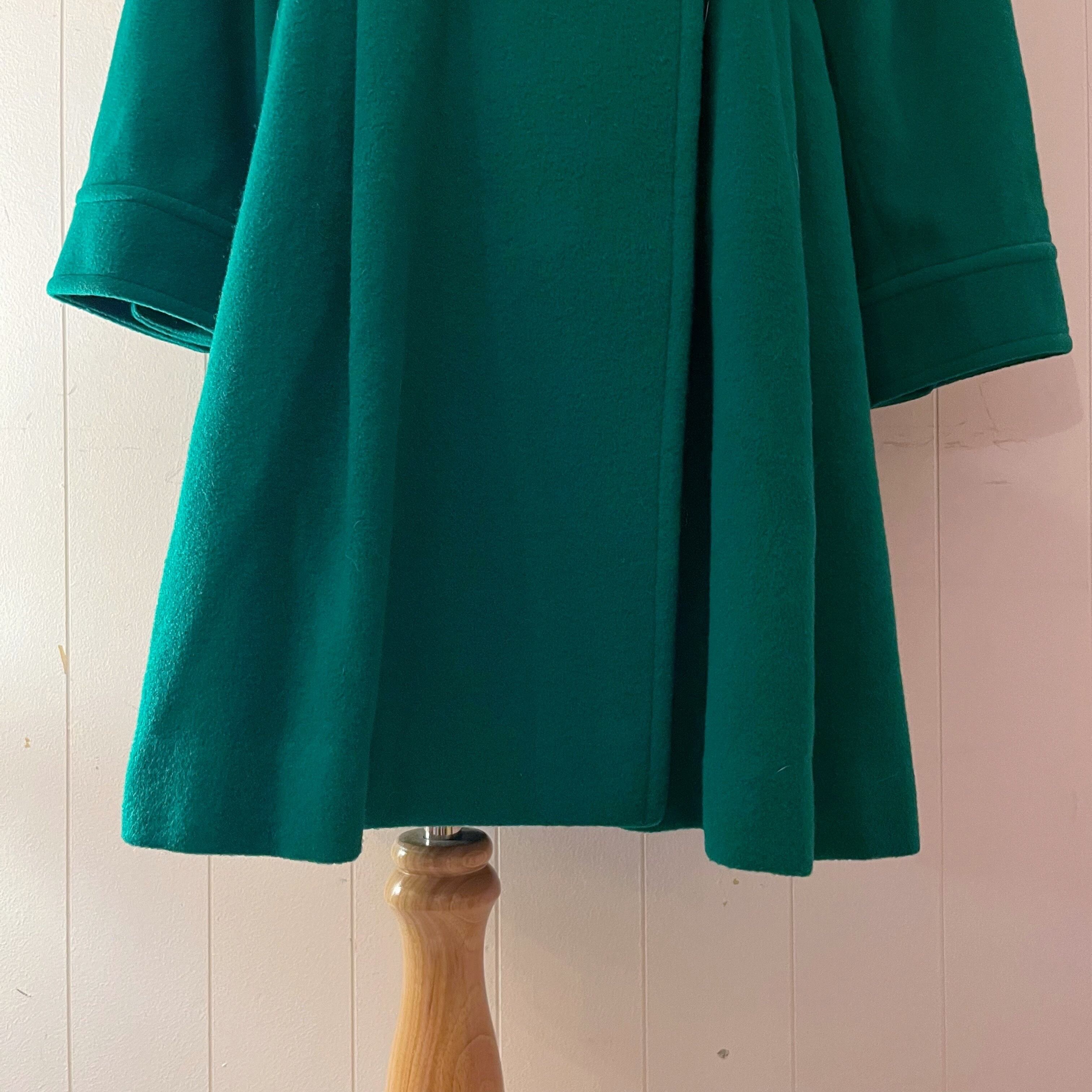 green double button flare coat