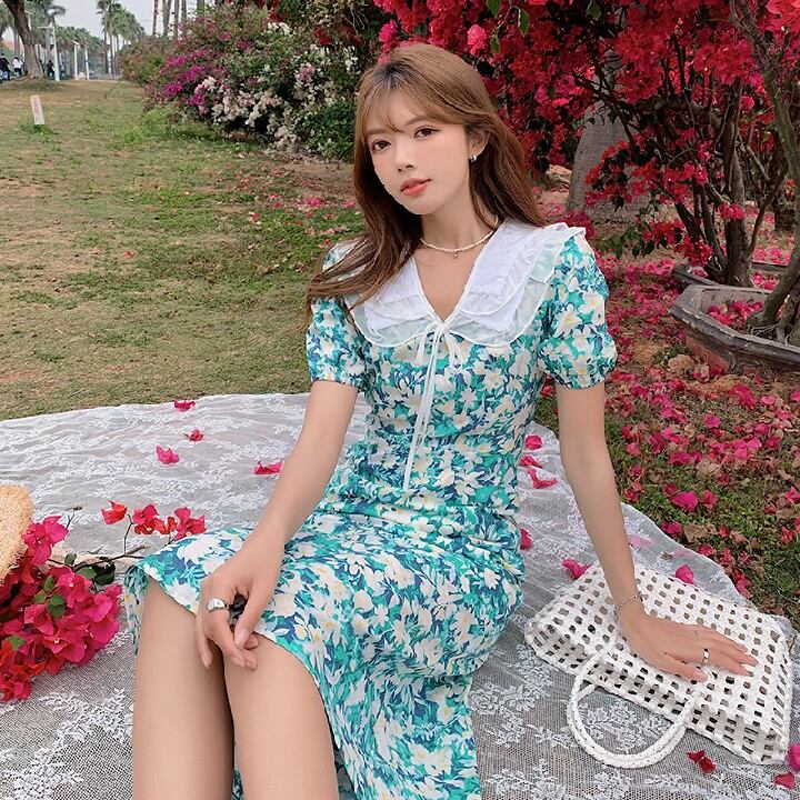 初回送料無料ドレスパフ袖ネクタイレディースファション服ワンピース