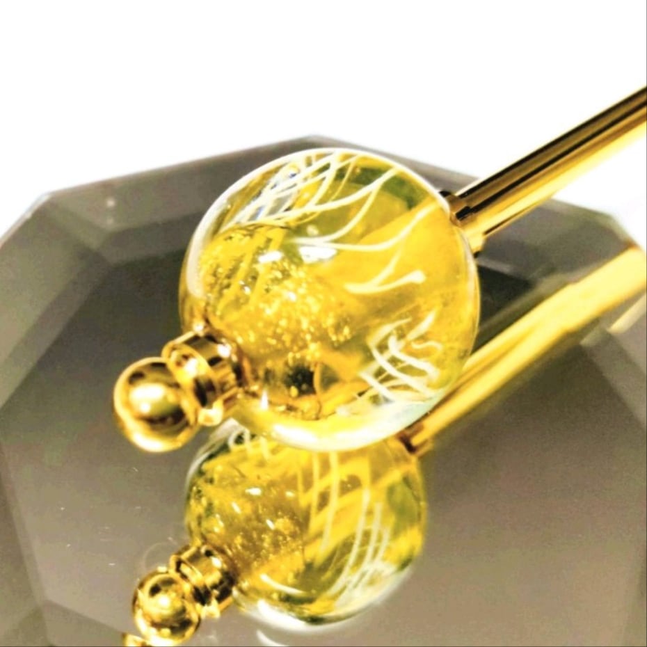 金箔入りとんぼ玉・簪 ～金