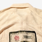 90s CHICO'S DESIGN シルク オープンカラーシャツ 総柄 バックプリント