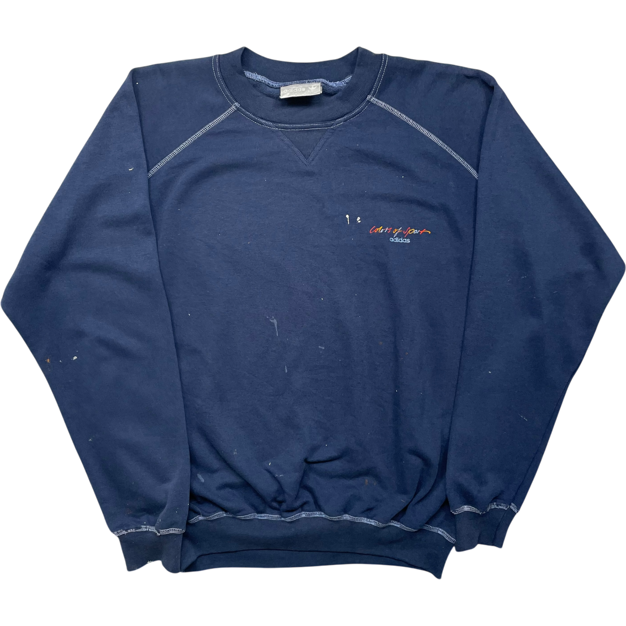 《XL》adidas アディダス ワンポイント 刺繍 スウェット ネイビー 80年代〜 no.4879