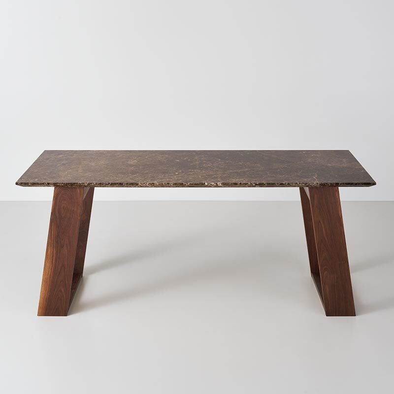 ダイニングテーブル UB-01M｜天然大理石天板 マロンブラウンダーク 幅