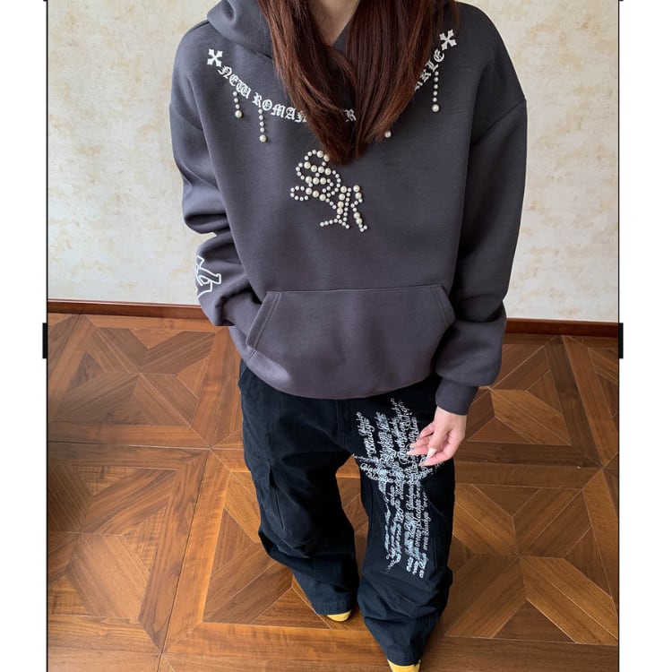 長袖 ドロップショルダー オーバーサイズ スウェットパーカー ◆2col L00042