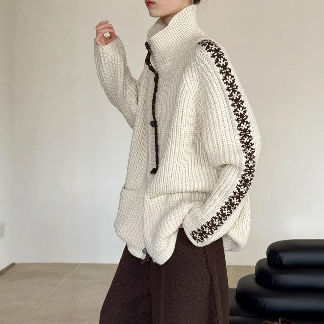 ホーンボタン オーバーサイズカーディガン N00211