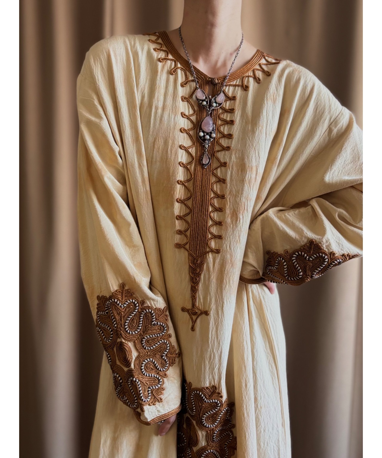 pale pink stone vintage necklace-4572-3