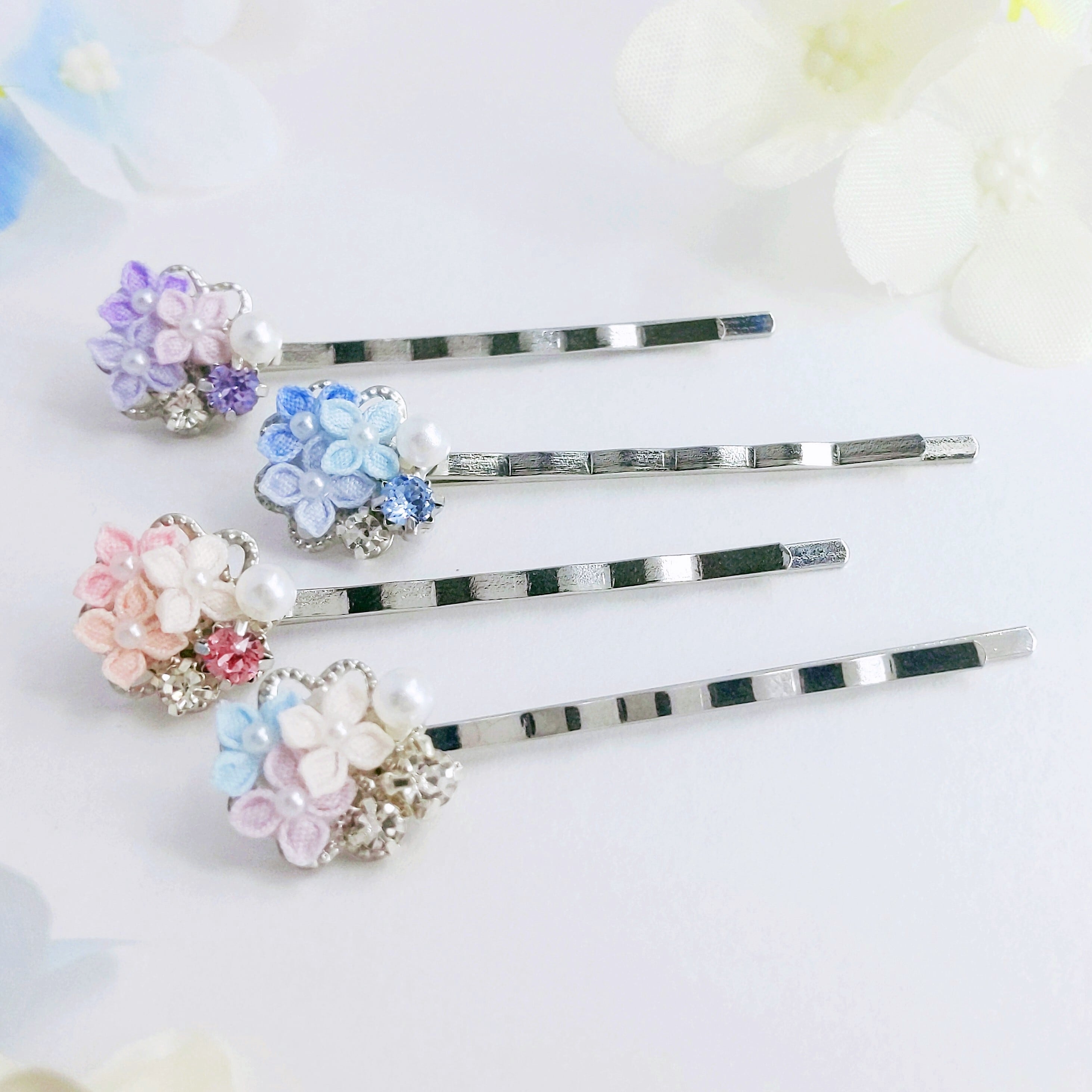 つまみ細工 紫陽花♡ベビーヘアクリップヘアゴム