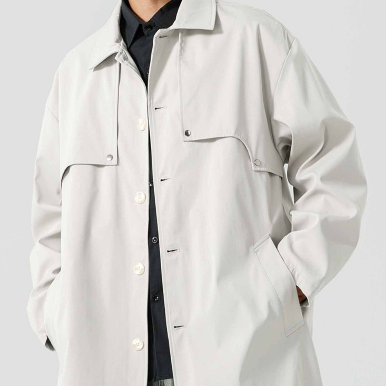 ロング丈 フロントボタン オーバーコート af0130