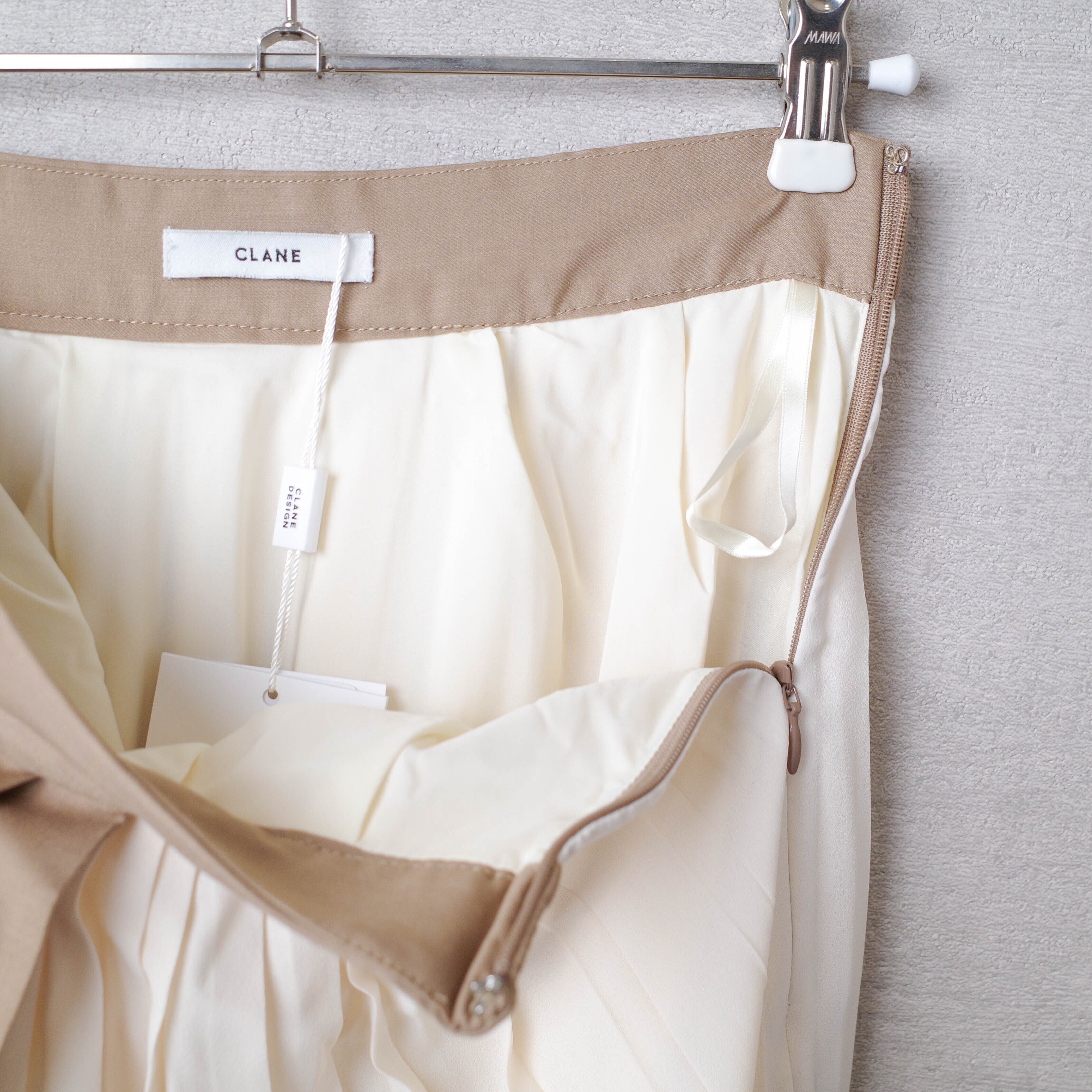 [NEW] CLANE	PLEATS LAYERED SKIRT 10109-6132 BEIGE