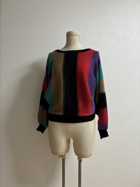 1980's Stripe Knitting Pattern Dolman Sleeve Sweater
