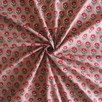 ブロックプリント生地【50cm単位】インド綿  小花柄 ココアブラウン×赤 #59835-BR2