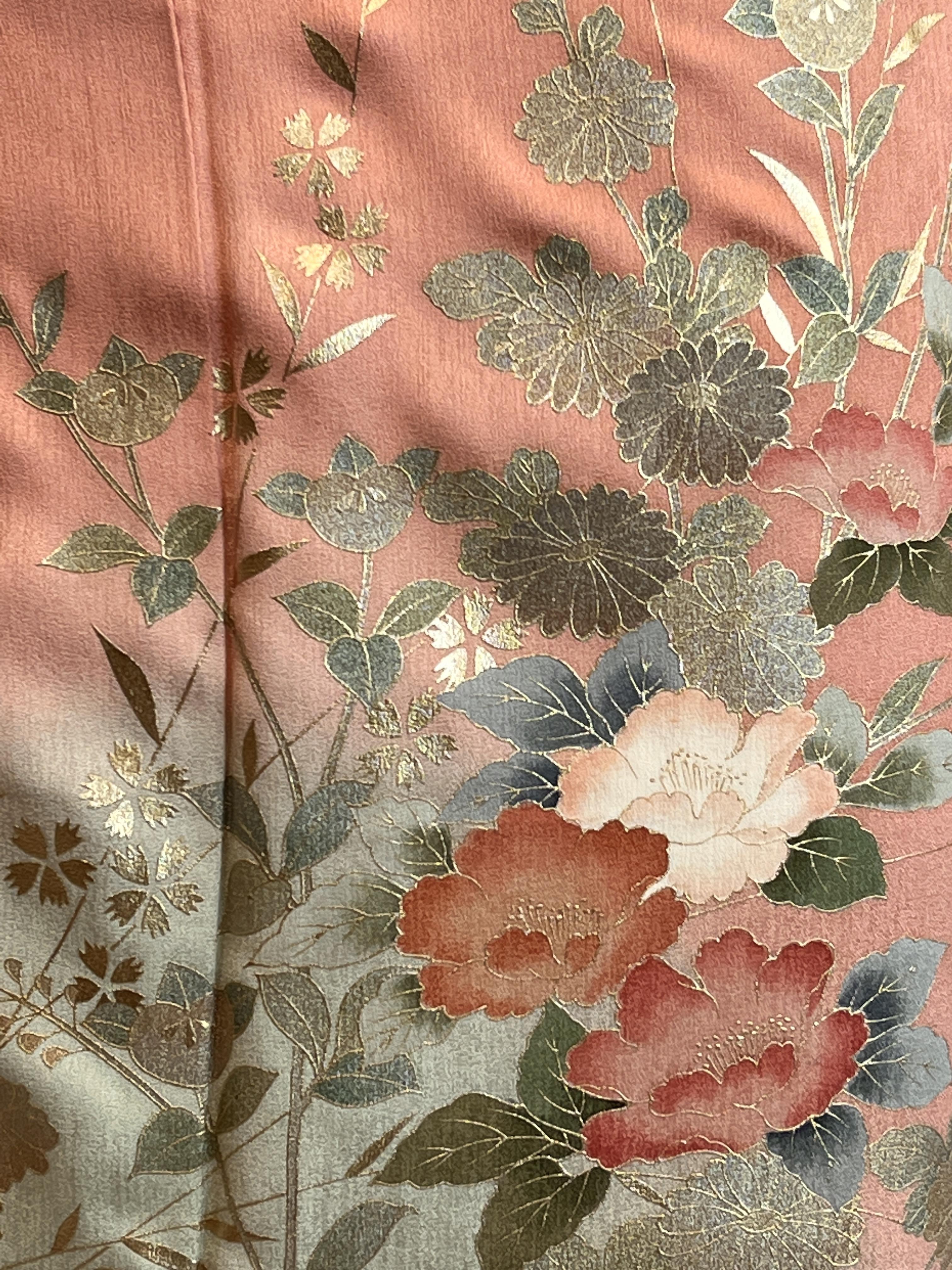 2252 高身長 金箔 訪問着 袷単品 2252 高身長 金箔 訪問着 袷単品 Houmongi (lined kimono