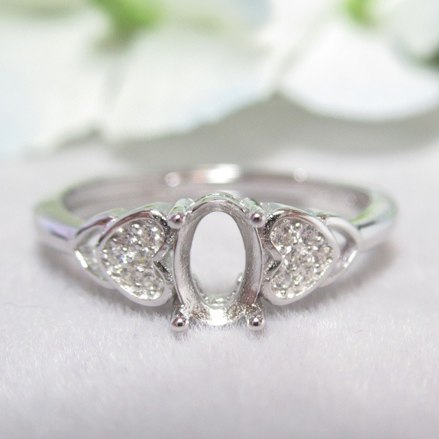 6×4㎜ ハートパヴェ S925 リング台 SV