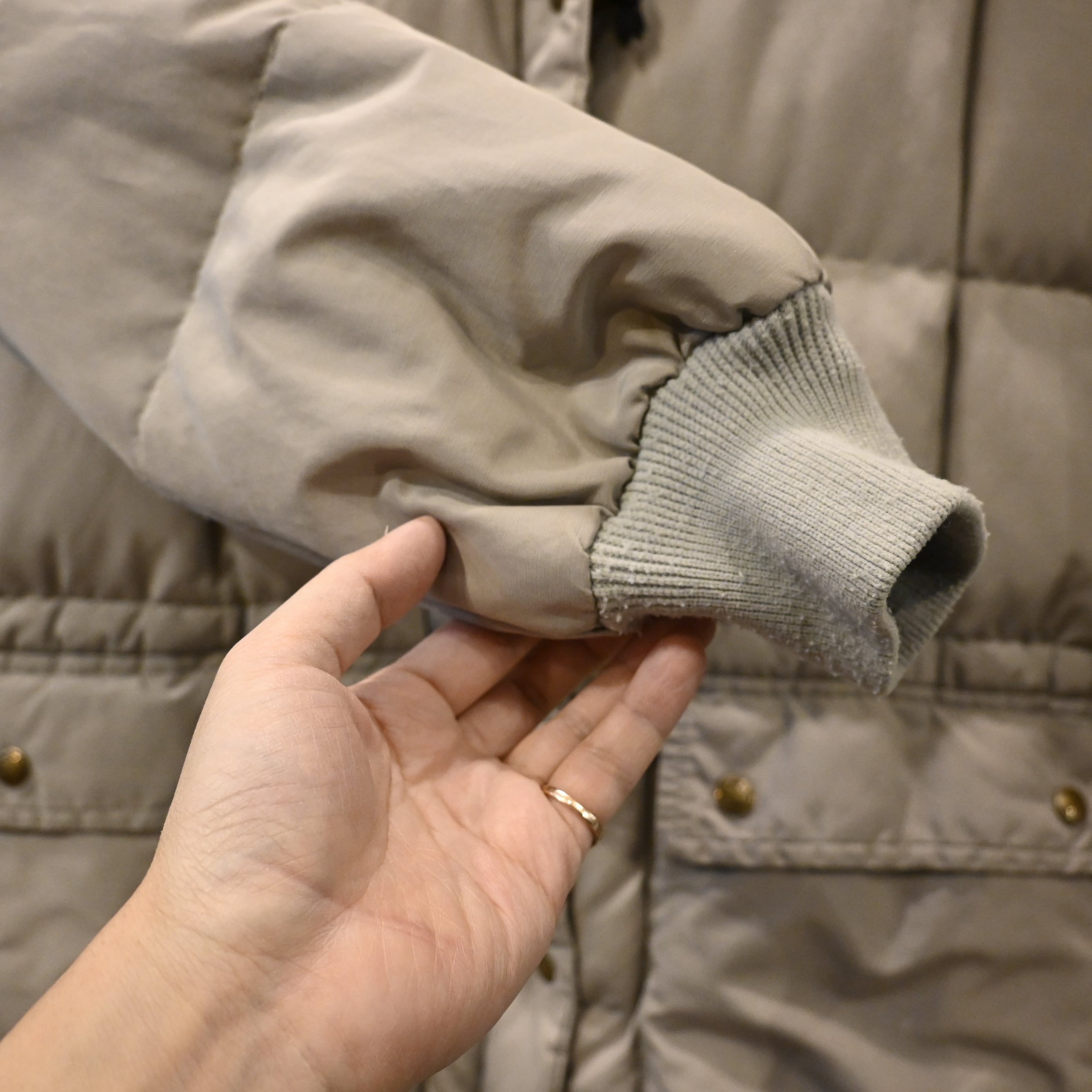 L ] Eddie Bauer 80-90's Canada製 Down Quilt Parker , Gray | 広島