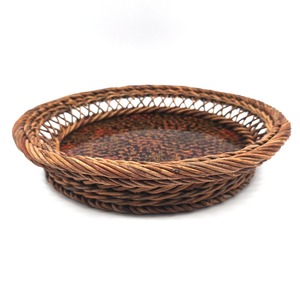 津軽塗（唐塗）バカ塗り・編皿・蔓細工・菓子器・螺鈿・漆器・伝統工芸・No.260312-35・梱包サイズ80