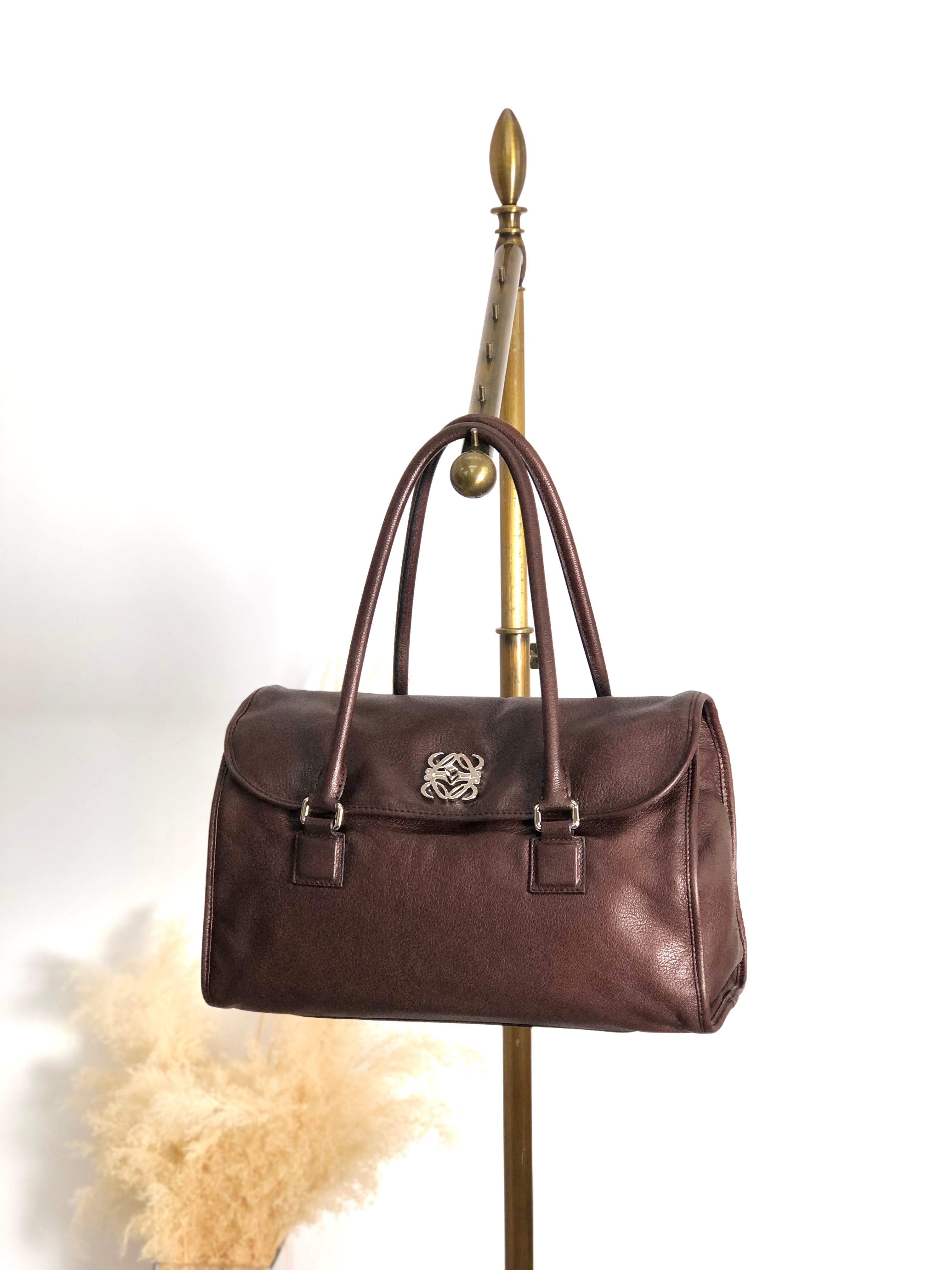 LOEWE ロエベ アラモ ハンドバッグ ブラウン アナグラム レザー
