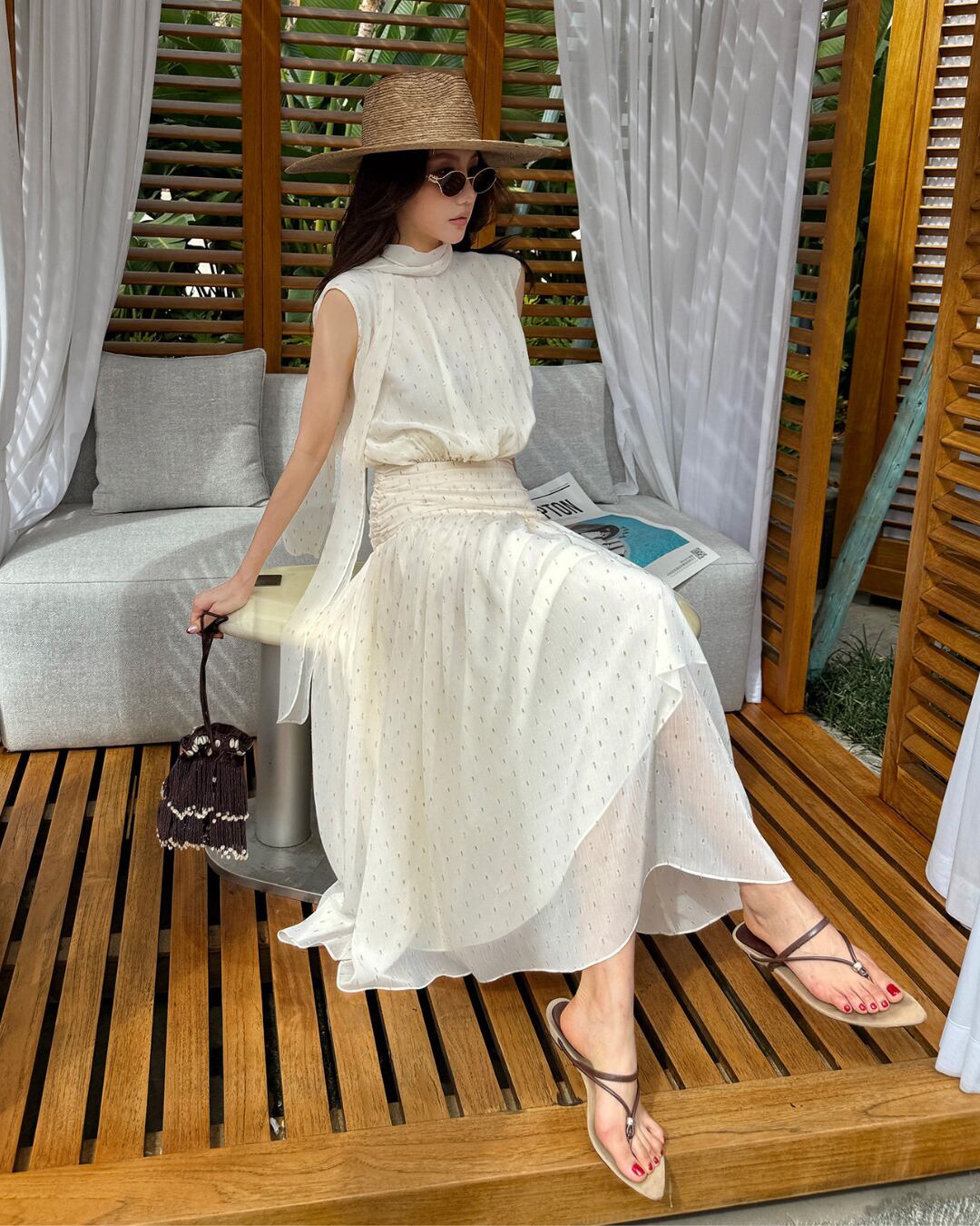 ドットシフォンノースリーブワンピース S26125