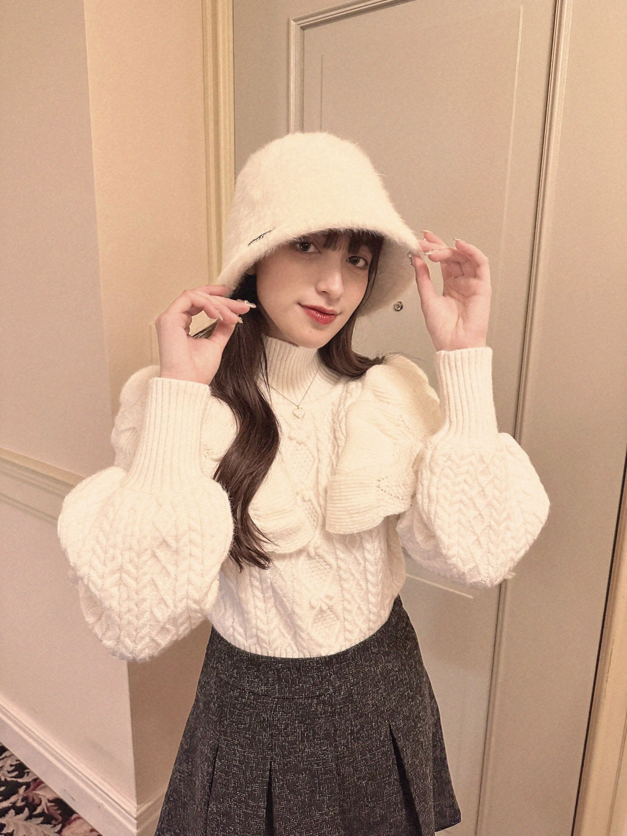 【LAST1】girly ruffle knit tops