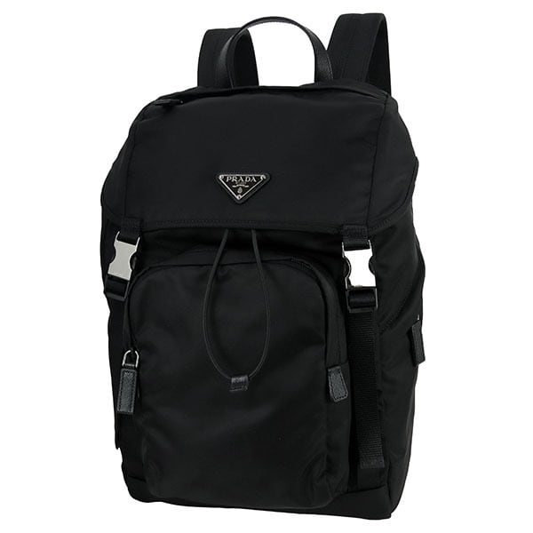 プラダ PRADA バックパック・リュック Re-Nylon xサフィアーノレザー バックパック 2VZ135 ブラック リサイクルポリアミド レザー 【中古】 Unused PRADA プラダ バックパック Re-Nylon サフィアーノレザー
