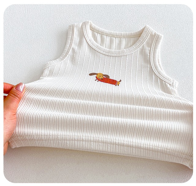 【セット】いぬイラストノースリーブTシャツパンツセットアップ - 16