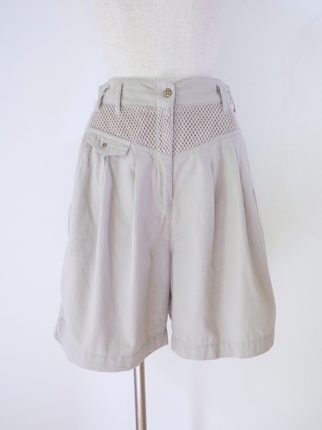 Mesh Detail Cotton Shorts