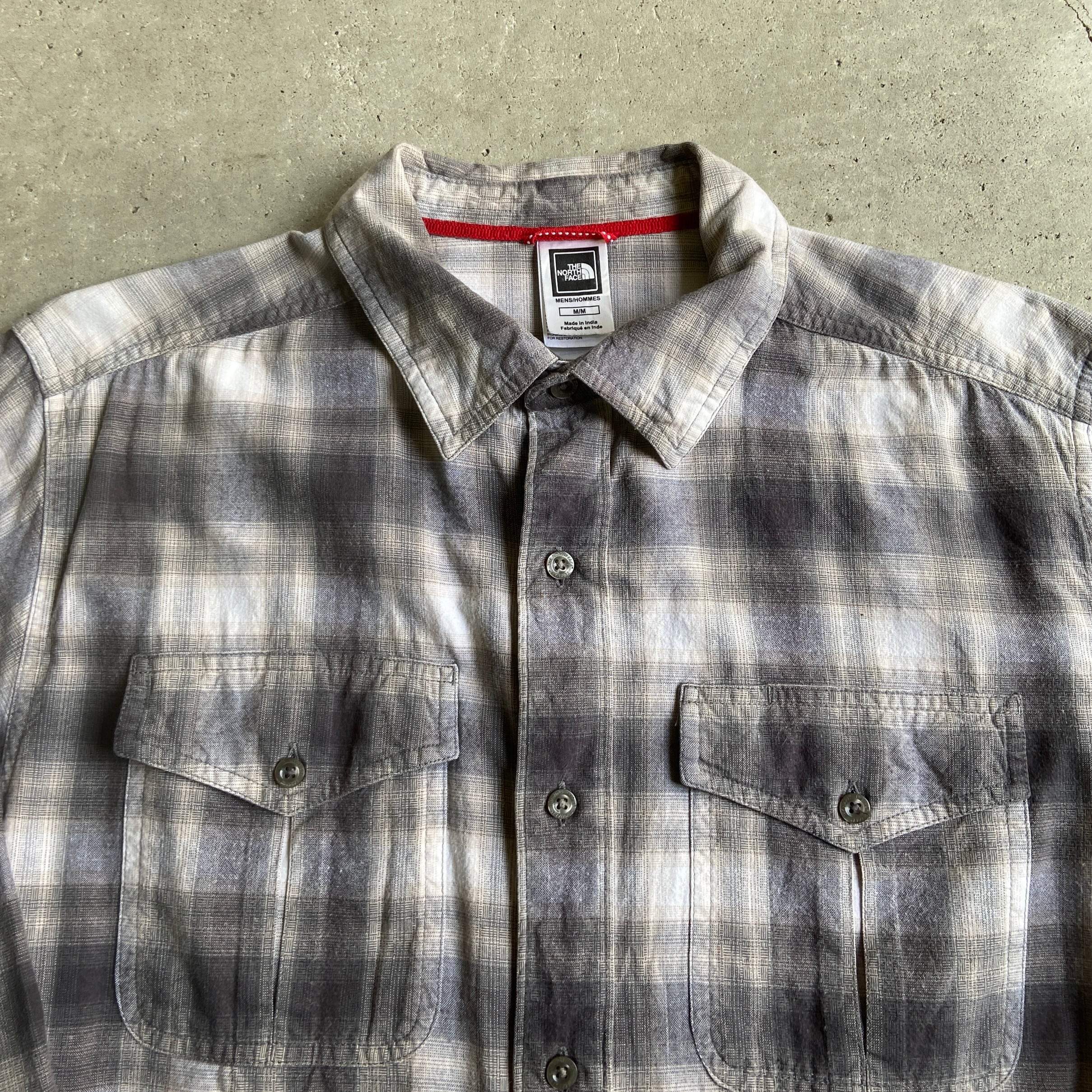 ザノースフェイスオンブレチェック アウトドアシャツ メンズM 古着 THE