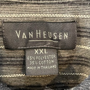 【VAN HEUSEN】ビッグサイズ ポロシャツ 2XL 渋い ボーダー 胸ポケット ヴァンヒューゼン US古着 アメリカ古着