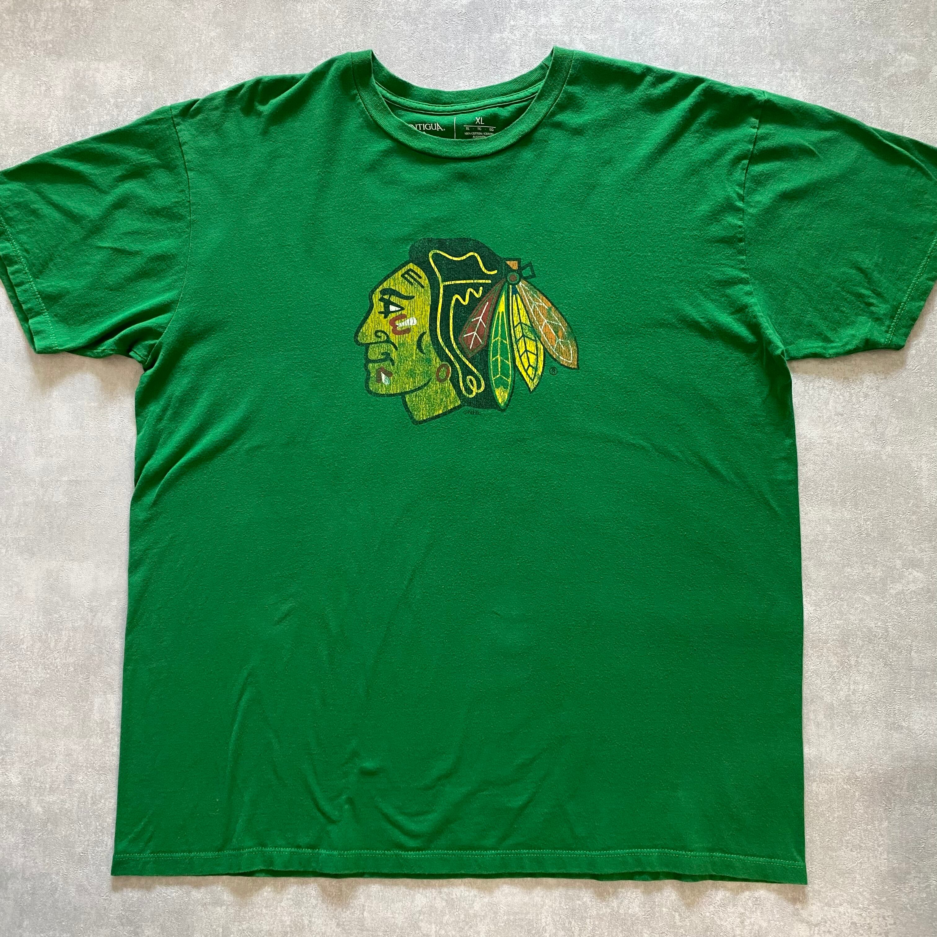 MADE IN MEXICO ANTIGUA Chicago Blackhawks cotton T-SHIRT{メキシコ製 ANTIGUA シカゴ・ブラックホークス コットン T-シャツ 古着 メンズ USED}ユニセックス