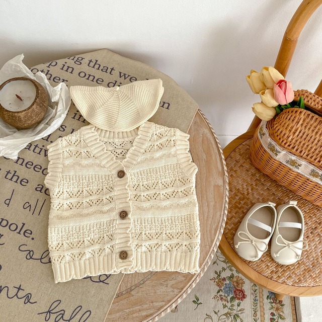 秋新作　秋新作　透かし編み　ベスト