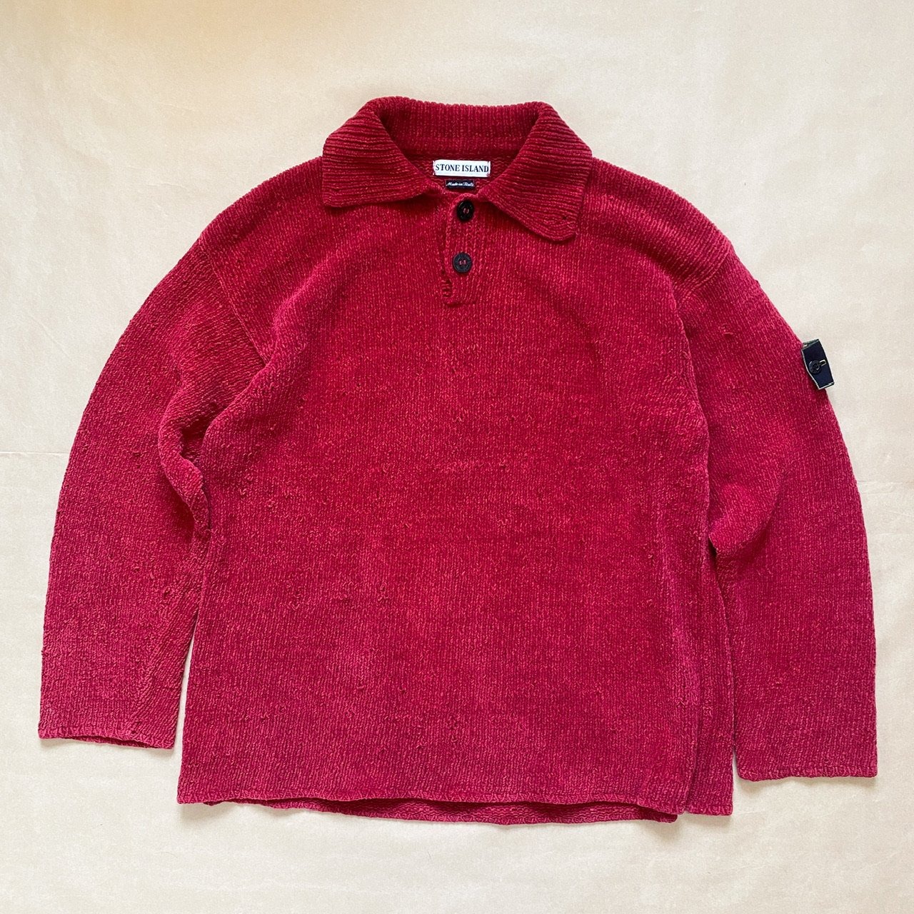 STONE ISLAND Cotton Chenille Polo Knit Jumper