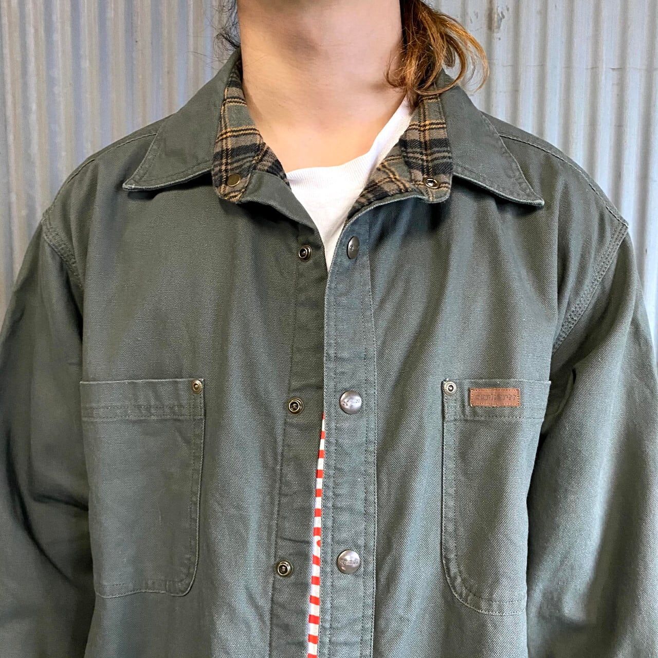 USA製 80s〜　カーハート　ダックシャツ　ヘビーウエイト　 長袖シャツ 古着 楽天市場】80s USA製 □ カーハート ポケット付き コットン ダック