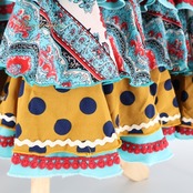 フラメンコ 衣装 ソニアジョーンズ SONIA JOHNES トップス ファルダ ツーピース セットアップ 柄 模様 ボランテ フリル 豪華 舞台 青 緑 グリーン系 ブルー系 カラフル スカート レディース 踊り 華やか 大人 イベント パーティ フラメンコ衣装 トップスセットアップ ファッション レディース服