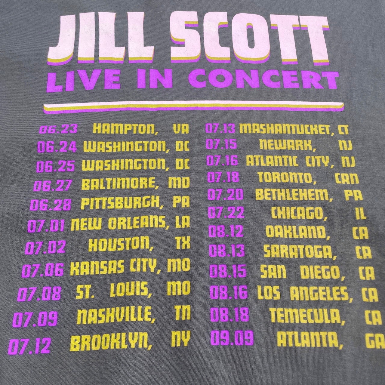 JILL SCOTT ジル・スコット LIVE IN CONCERT アーティストTシャツ 