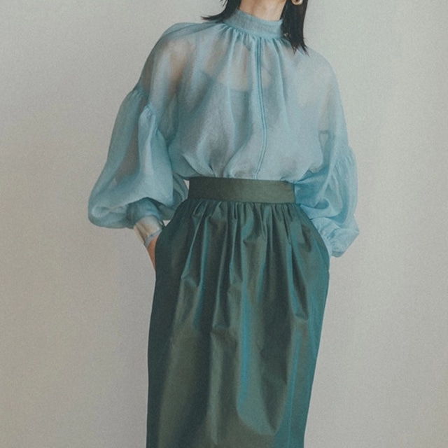 sheer chiffon long sleeve blouse lightweight designer style(2color)<t1635>