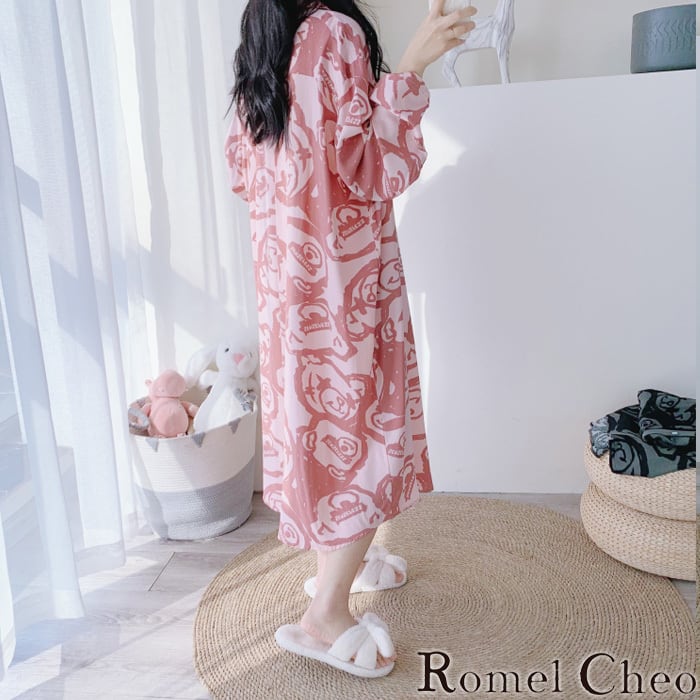 パジャマ ルームウエア くま ピンク 総柄 スカート 半袖 通販