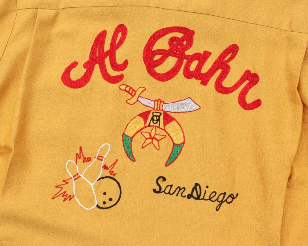 Vintage S/S Rayon Bowling Shirt [Unknown Brand - Shriners] [1950s-] XL  Mustard | beruf powered by BASE