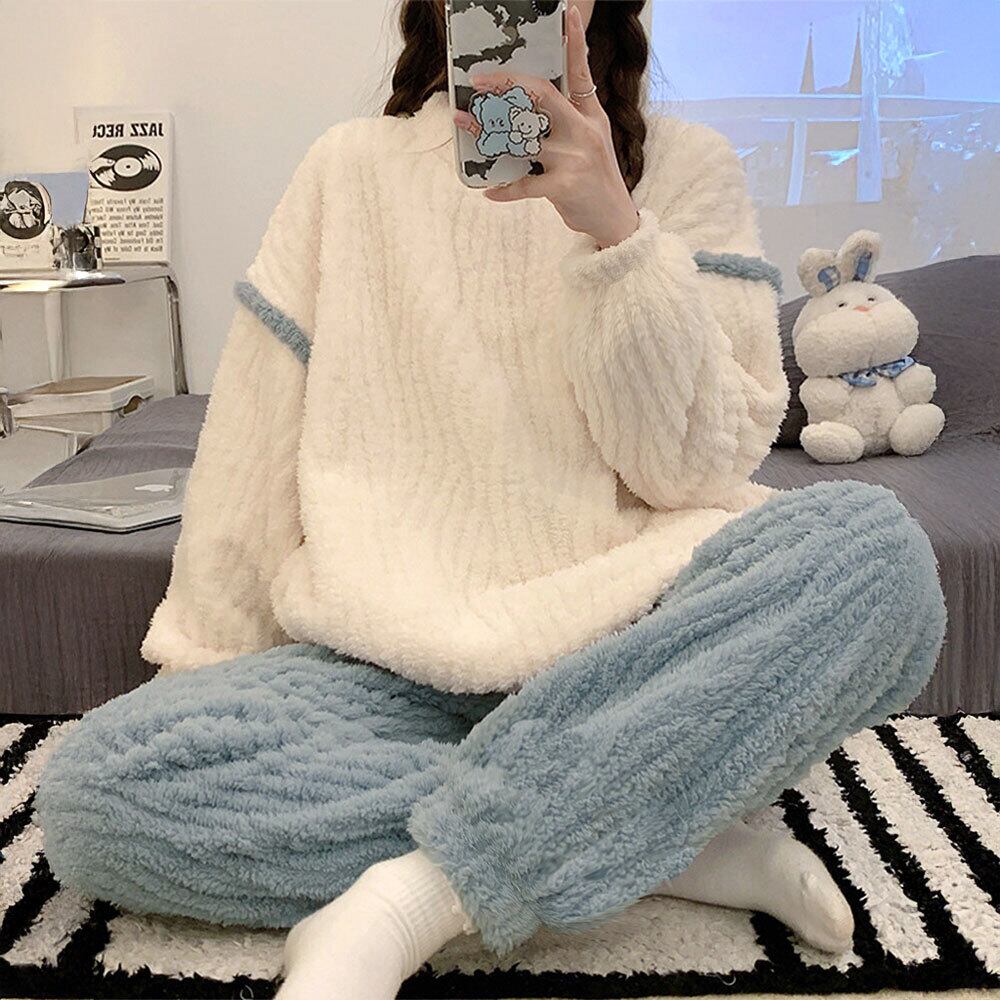 フリース パジャマ 上下セット レディース 秋冬 セットアップ 韓国 おしゃれ 大人 かわいい 軽い 暖かい 防寒 保温 もこもこ ふわふわ ボアパジャマ 大人可愛い 大人女子