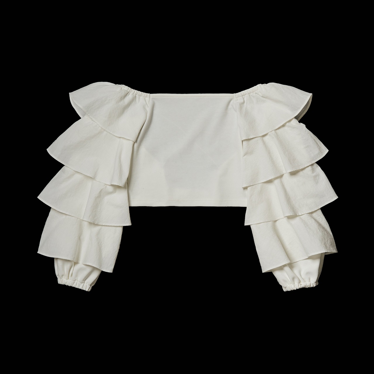 Frill cross blouse/white