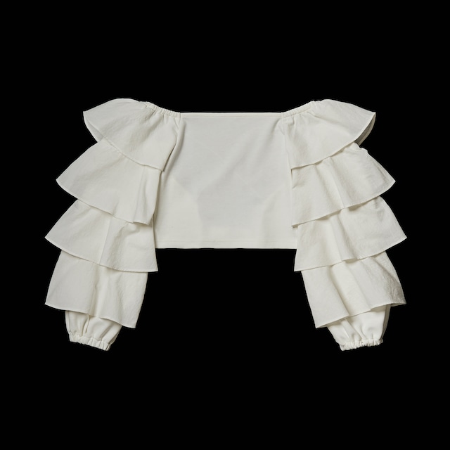 Frill cross blouse/white