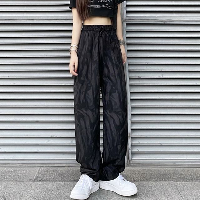 ワイドレッグパンツ サマー薄手ハイウェストウェストルーズカジュアル 夏物 ワイドパンツ スーパーモール121343318