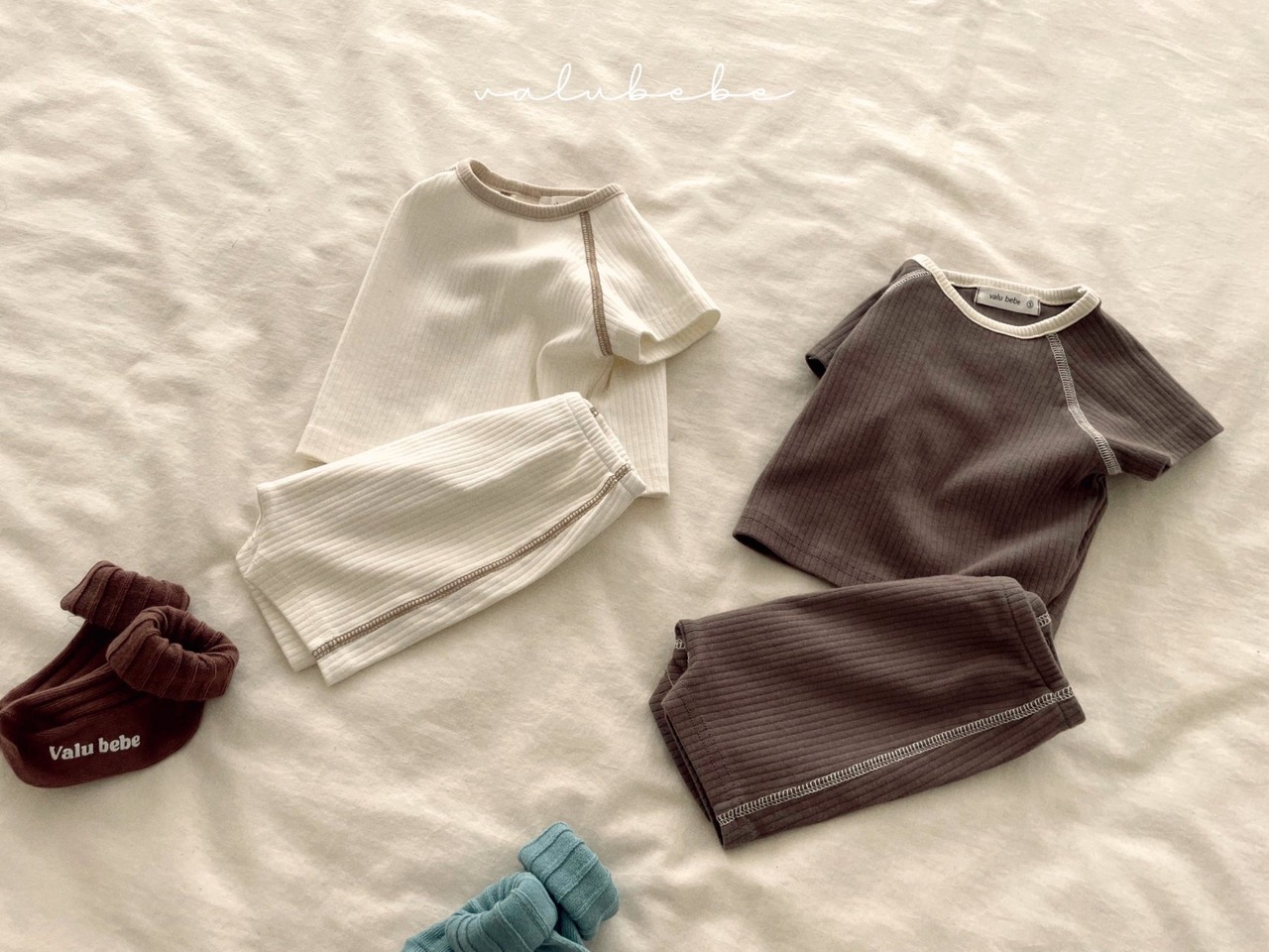 【valu bebe】LIFE IS GOODリブセットアップ ブラウン 60〜90cm 240414 - 2
