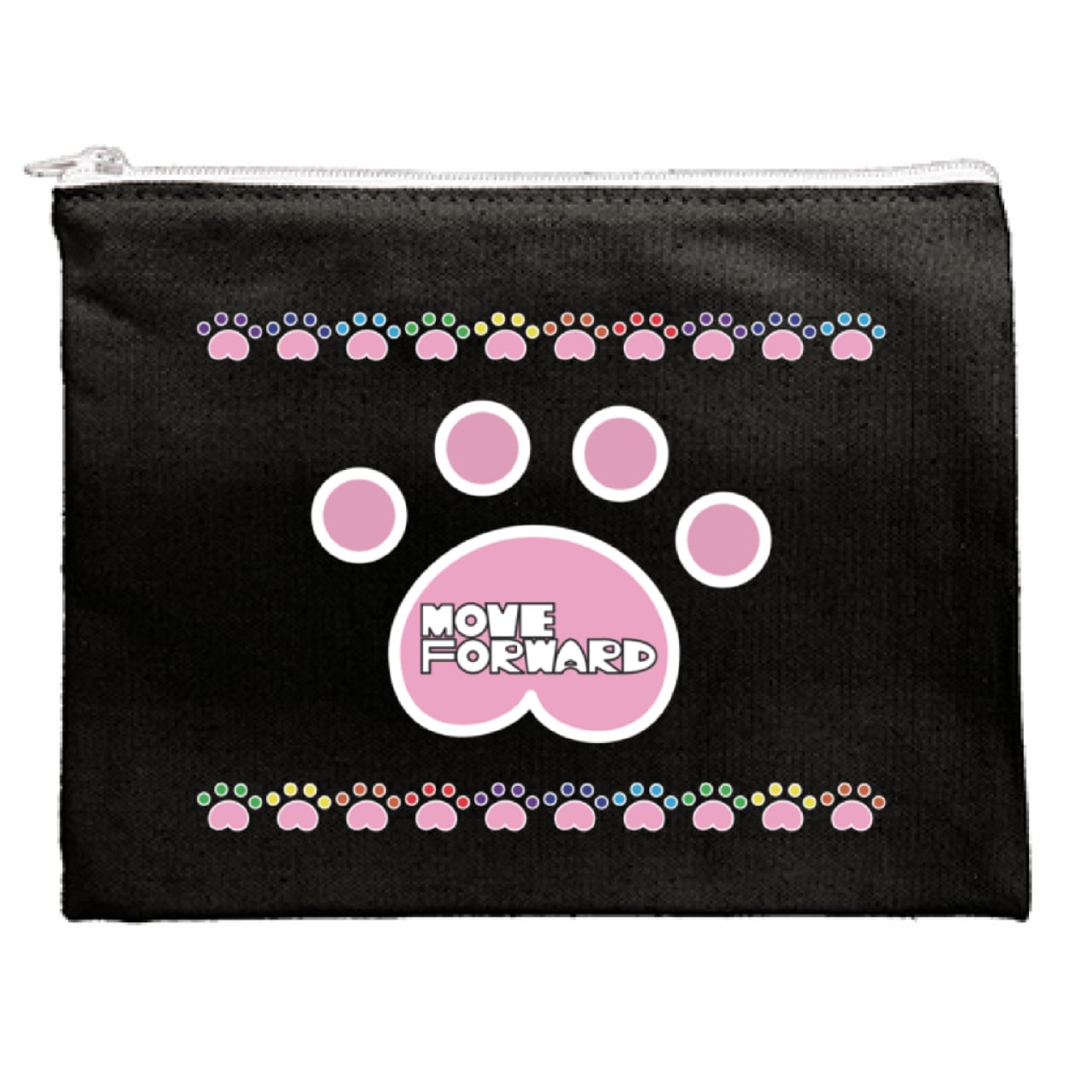 DHD(M)052【キャンパスフラットポーチ（ナイトブラック）　足あと】