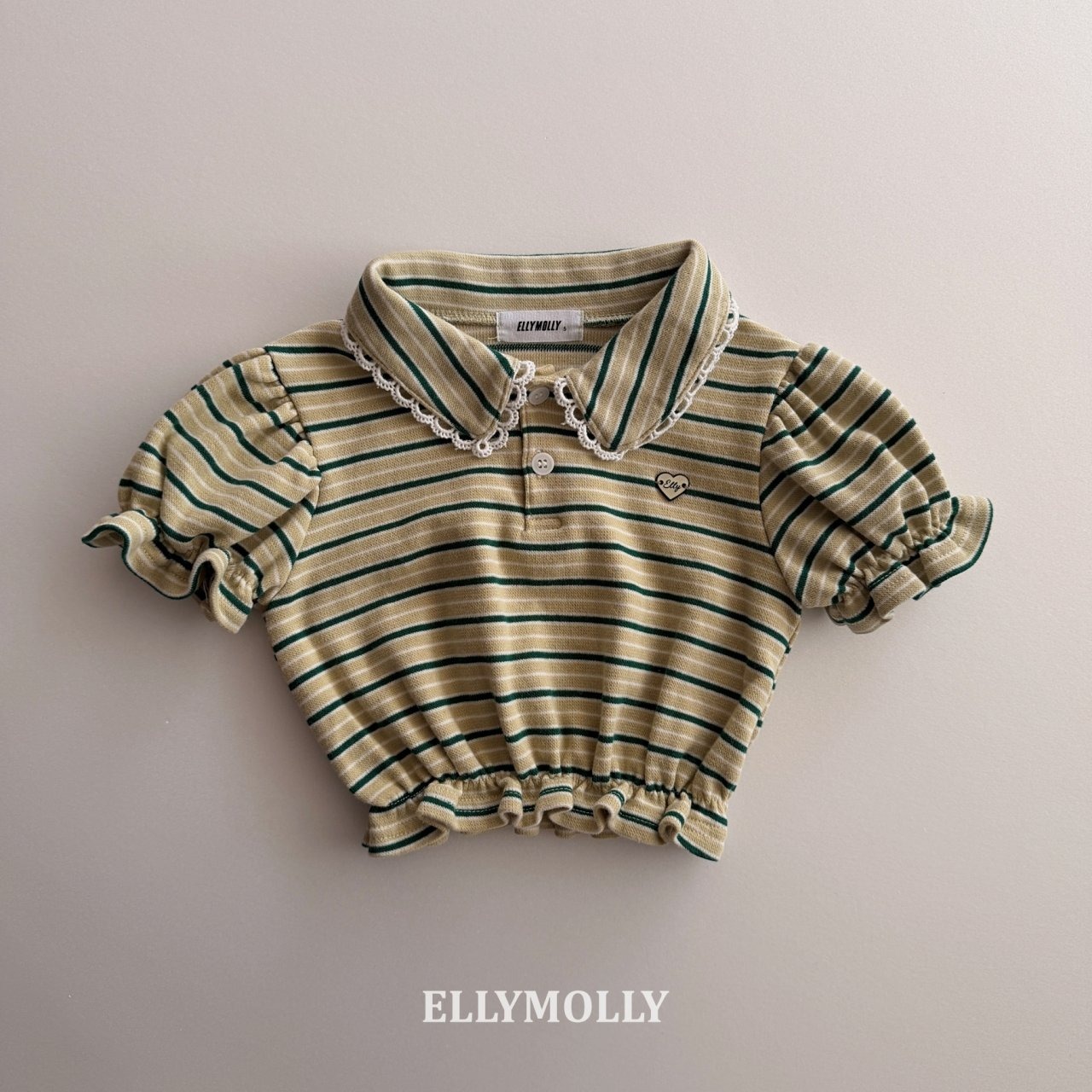 [ELLYMOLLY] Curling Collar Frill Tee / [엘리몰리] 컬링카라프릴티