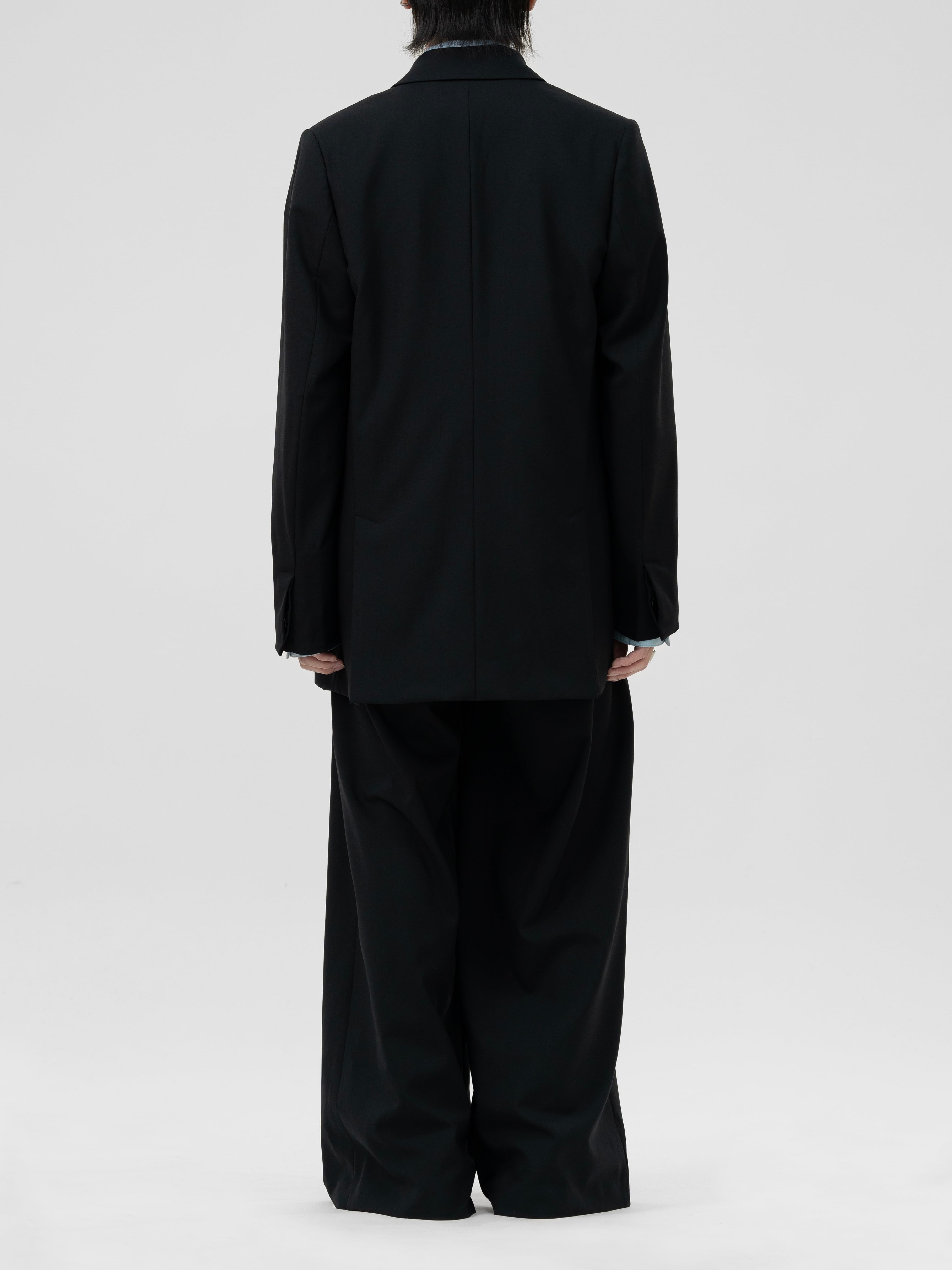 DOUBLE BREASTED FLY FRONT WOOL JACKET【BLACK】 | lapiis