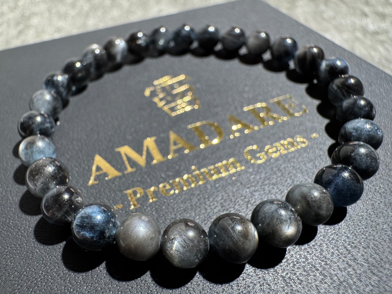 No.1705【S】ブラックスターアクアマリンブレスレット