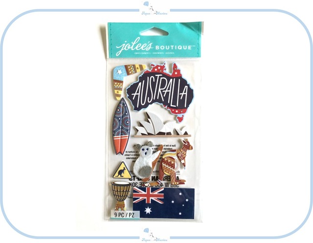 EJ28 JOLEE'S 3Dシール Australia オーストラリア デザイン 立体 ステッカー アルバム 海外 旅行 スクラップブック カンガルー コアラ 国旗