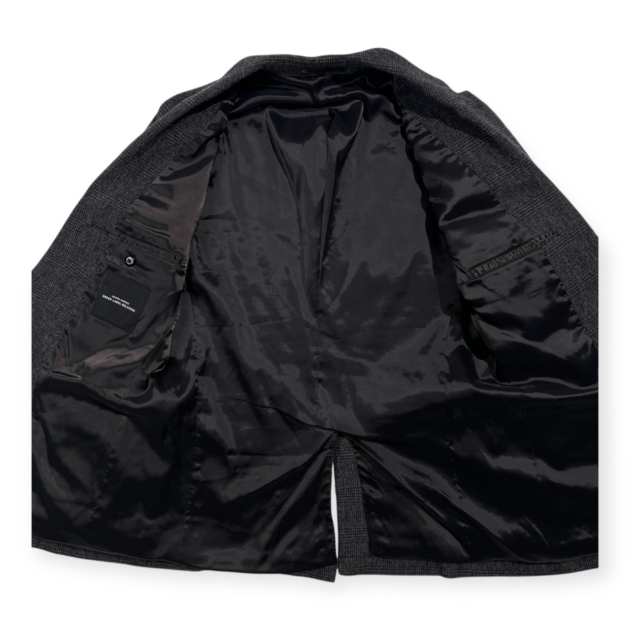 GREEN LABEL RELAXING ユナイテッドアローズ グリーンレーベルリラクシング グレンチェック ウール テーラードジャケット L /チャコールグレー